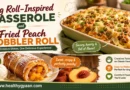 Egg roll-inspired casserole and fried peach cobbler roll
