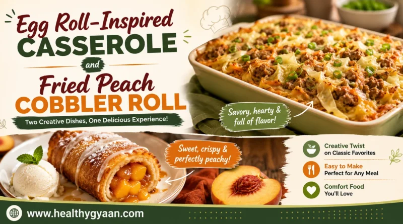 Egg roll-inspired casserole and fried peach cobbler roll